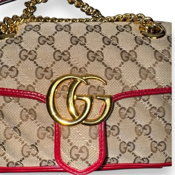 Authentic GUCCI GG Canvas Marmont Flap crossbody convertible bag